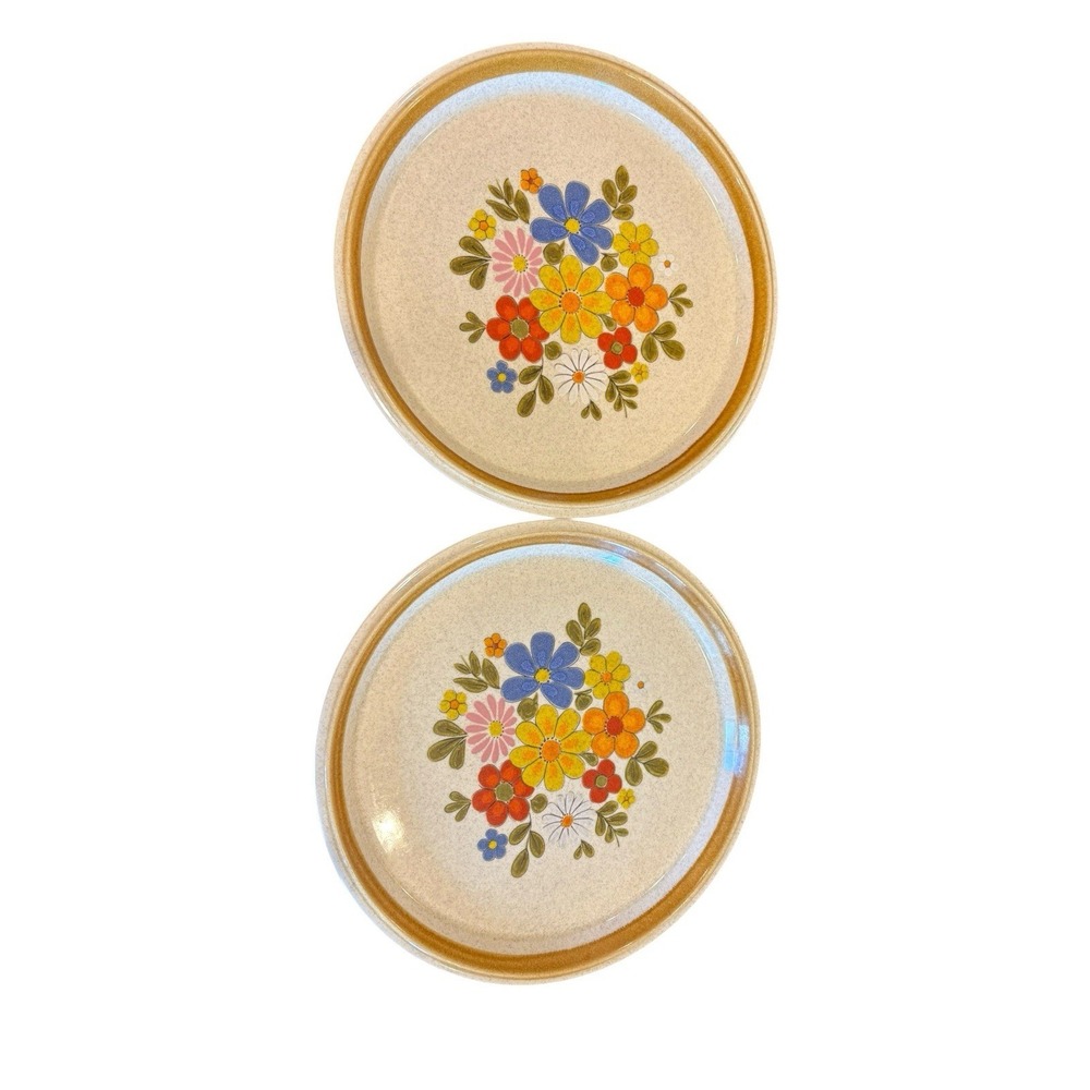 Lot of 2 Mikasa Stone Manor Floribunda Stoneware 10 7/8" Dinner Plates F5813 - Picture 2 of 5